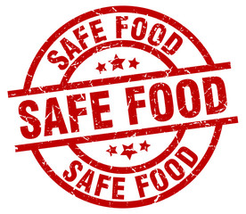 safe food round red grunge stamp