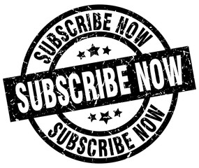 subscribe now round grunge black stamp