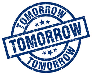 tomorrow blue round grunge stamp