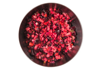 vinaigrette in metal dishes