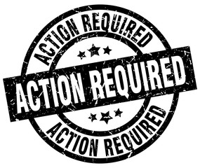 action required round grunge black stamp