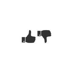 Like and dislike vector silhouette button. Thumb up and down social media icon set. 