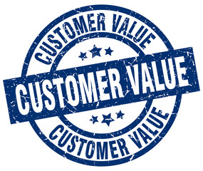 customer value blue round grunge stamp