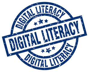 digital literacy blue round grunge stamp