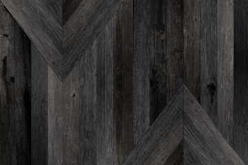 Texture of old wooden boards for background. Dark grunge parquet flooring made from barn boards.