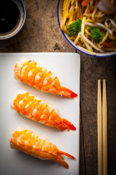 shrimps and chopsticks