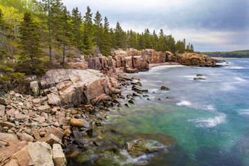 The rocky coast of Mt. Desert Island and Acadia National Park in Maine, USA © Ethan