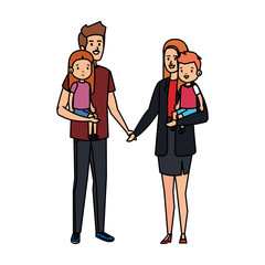 parents couple with son and daughter characters