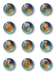 Buttons for websites, apps and software, design: glass green basic elements 02