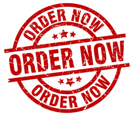 order now round red grunge stamp