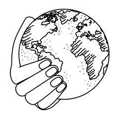 hand with world planet earth