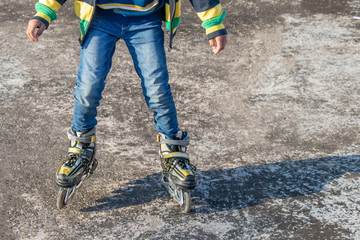 Boy skating on concrete floor