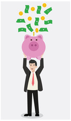 Rupee,  Piggy bank and Money 