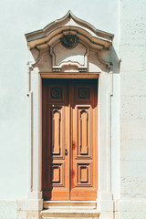Old Wood Door In Lisbon, Portugal
