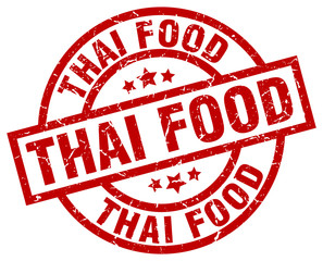thai food round red grunge stamp
