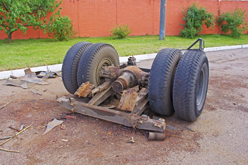 Disassembled from the body rear axle of passenger freight transport assembly