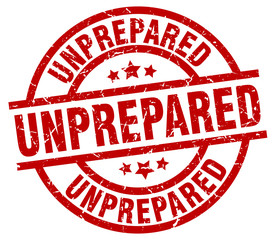 unprepared round red grunge stamp