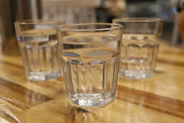 Drinking water in a transparent glass