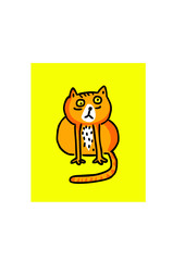Funny cute cat in cartoon style. Vector illustration. 