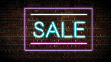 Sale neon sign on wall