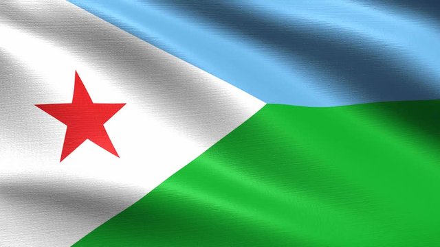 Realistic flag of Djibouti, Seamless looping with highly detailed fabric texture, 4k resolution
