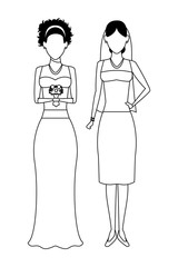 women wearing wedding dress black and white