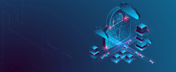 Isometric protection concept. Protect mechanism, system privacy.