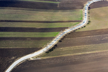 Spring fields drone view
