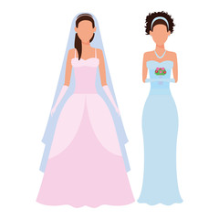 women wearing wedding dress