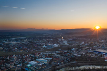 Sunset over the town.