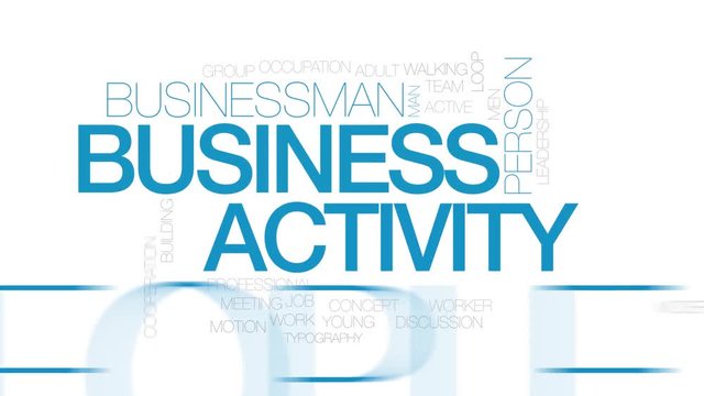 Business activity animated word cloud. Kinetic typography.