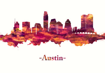 Fototapeta premium Austin Texas skyline in Red
