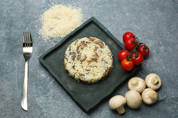 delicious rice with mushrooms