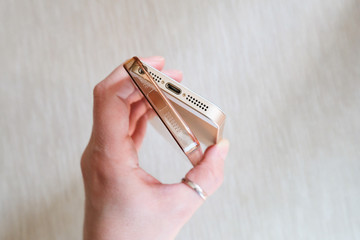 Silicone case for smartphone bent in his hand