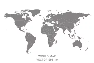Fototapeten Detaillierte Weltkarte mit Staatsgrenzen. Isolierte Weltkarte. Isoliert auf weißem Hintergrund. Vektor-Illustration. © mas0380