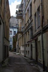 Narrow lane in the Old Town of Vilnius. Lithuania