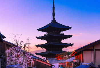 Old town in Kyoto, Higashiyama District and Yasaka Pagoda in the morning.
