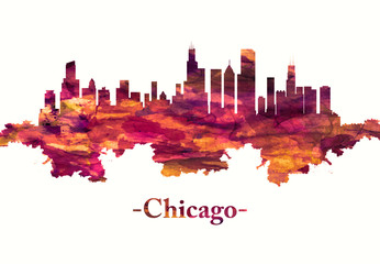 Fototapeta premium Chicago w stanie Illinois w kolorze czerwonym
