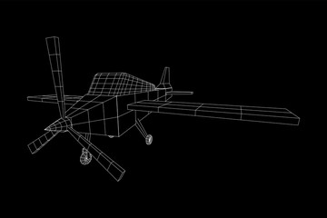 Plane Abstract polygonal wireframe airplane. Travel aircraft, tourism and vacation concept. Wireframe low poly mesh vector illustration