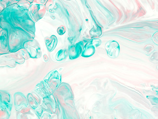 Pink and turquoise creative abstract hand painted background, marble texture
