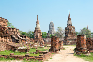 Fototapeta premium Ayutthaya, Thailand - Apr 10 2018: WAT MAHATHAT in Ayutthaya, Thailand. It is part of the World Heritage Site - Historic City of Ayutthaya.