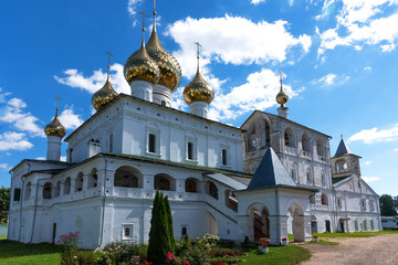Fototapeta na wymiar Resurrection monastery in Uglich. Golden Ring of Russia. Voskresensky monastery on summer day.
