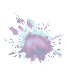 Abstract multi-colored spots of liquid, splashes of paint. White background. Modern illustration for design and decoration