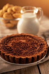 village still life, homemade cake and milk