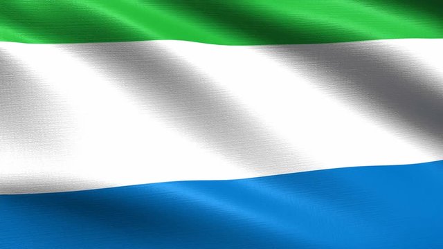 Realistic flag of Sierra Leone, Seamless looping with highly detailed fabric texture, 4k resolution