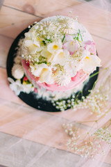 delicious cake and cupcakes in a beautiful decor makes pastry chef