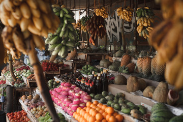 Asian market, exotic fruits