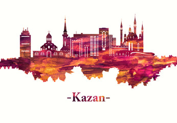 Fototapeta premium Kazan Russia skyline in red