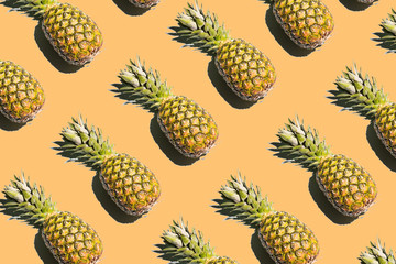 Pineapple on a bright colored background. Bright collage