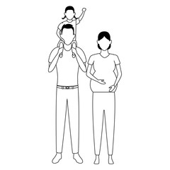 family avatar cartoon character black and white